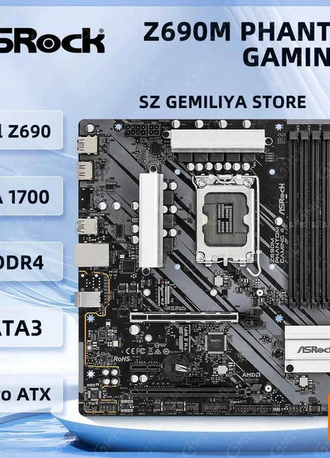 ASRock Z690M PHANTOM GAMING 4 Motherboard intel Z690 LGA1700 support 14900F 14700 13400 13600KF 12400 cpu DDR4 128GB M.2 cpu