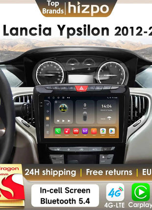 Hizpo Car Radio Autoradio For Lancia Ypsilon 2012-2020 Multimedia Player Wireless CarPlay Android 4G By Qualcomm Snapdragon 6115