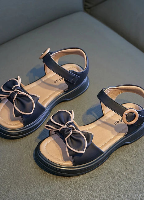 Sandali con papillon per ragazze Sweet Princess Classic Simple Summer 2024 nuovi sandali per bambini per ragazze scarpe da spiaggia all'aperto Cute Bow-knot