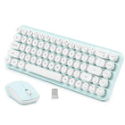 MIKIBY i68 Yellow Wireless Keyboard and Mouse Combo, 2.4G Retro Style Keyboard with Round Keycaps, Lightweight Membrane Keyboard