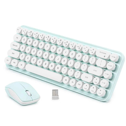 MIKIBY i68 Yellow Wireless Keyboard and Mouse Combo, 2.4G Retro Style Keyboard with Round Keycaps, Lightweight Membrane Keyboard