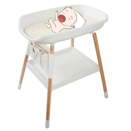 2 in 1 Baby Bath & Installation Safety Wooden Children Infant Diaper Changing Table with Free Changing Pad Included