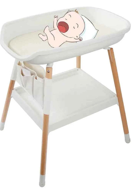 2 in 1 Baby Bath & Installation Safety Wooden Children Infant Diaper Changing Table with Free Changing Pad Included