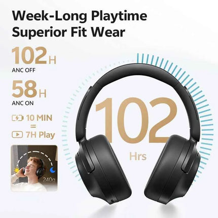 QCY H3S -56dB Adaptive ANC Over Ear Headphone Hi-Res LDAC Spatial Sound Wireless Earphone Bluetooth 6.0 Dual Driver 102H Headset