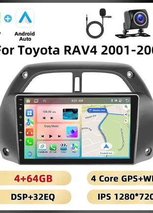 Podofo 8Core 2Din Car Stereo For Toyota RAV4 2001-2006 Multimedia Player WIFI 4G AI Voice BT Carplay Android Car Radio RDS