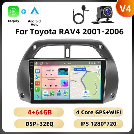 Podofo 8Core 2Din Car Stereo For Toyota RAV4 2001-2006 Multimedia Player WIFI 4G AI Voice BT Carplay Android Car Radio RDS