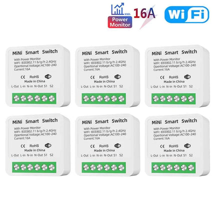 16A Tuya WiFi Smart Switch 2-way Control with Energy Monitor Switch Mini Smart Breaker Smart Life Control  Alexa Via Google Home