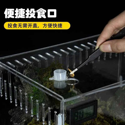 Acrylic Terrarium Enclosure With Thermometer For Reptiles And Invertebrates Desktop Display Box For Kids Gift For Hobbyists