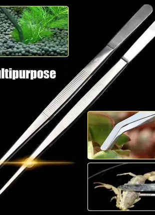 38cm Stainless Steel Aquarium Tweezers Pliers Fish Tank Plant Aquascape Tools Straight Curved Forceps Clip Aquatic Feeding Tongs