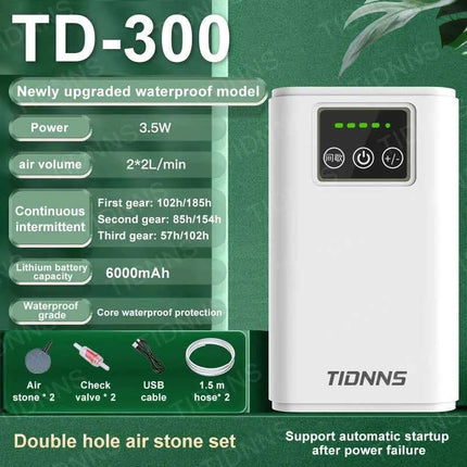 Aquarium Fish Tank Oxygen Pump Charging Dual-Purpose Air Pump Usb Lithium Battery Household Portable Fishing Mute 6000mA Outdoor