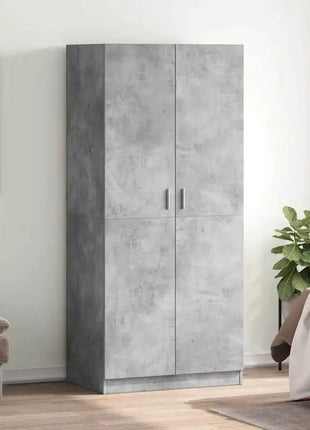 Armadio Grigio Cemento 80x52x180 cm in Legno Ingegnerizzato, Armadio a Colonna Grigio Cemento con Ripiani e Asta Appendiabiti, Soluzione Salvaspazio per la Camera da Letto