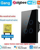 TNCE Tuya US Wi-Fi Zigbee Switch, 1/2/3/4 gang, wall button with LED light control, no neutral wire, smart voice with Alexa Google Home