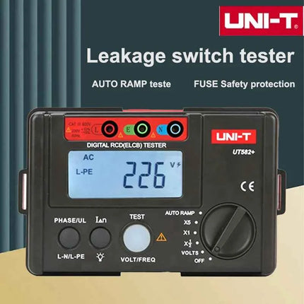 UNI-T UT582+ Digital RCD (ELCB) Tester AUTO RAMP Leakage Circuit Breaker Meter with Mis-Operation Buzzer