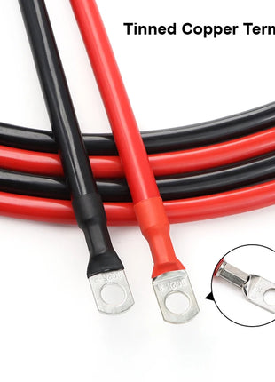 Cavo per Inverter Batteria 8AWG 6AWG 4AWG, Cavo in Rame Puro Intrecciato per Energia Solare, UPS, Connessione Auto con Terminali a Capocorda M8