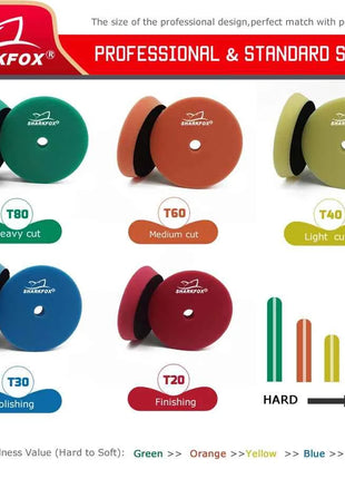 Kit di spugne lucidanti Sharkfox da 5 pollici (125 mm)/6 pollici (150 mm) per lucidatrice per auto, disco lucidante in schiuma.