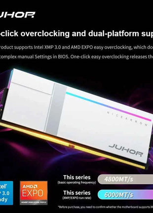 JUHOR Memoria Ram RGB DDR5 16GB DDR5 32GB(16GBX2) 6000MHz 7200MHz 8000MHz UDIMM Desktop UDIMMRAM PC Computer Memory Hynix Chip