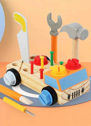 Kids Wooden Tool Bench Set with Repair Tools - Montessori Workbench, Construction & Educational Toy, Christmas Birthday Gifts