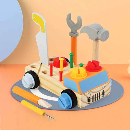 Kids Wooden Tool Bench Set with Repair Tools - Montessori Workbench, Construction & Educational Toy, Christmas Birthday Gifts