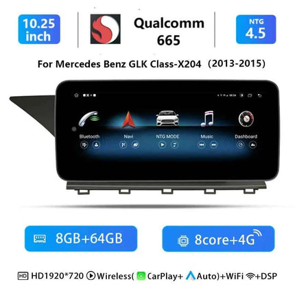 10.25''Android 14 AutoRadio for Mercedes Benz GLK Class X204 2008-2015 Car Multimedia Screen System Player GPS Navi Carplay Auto