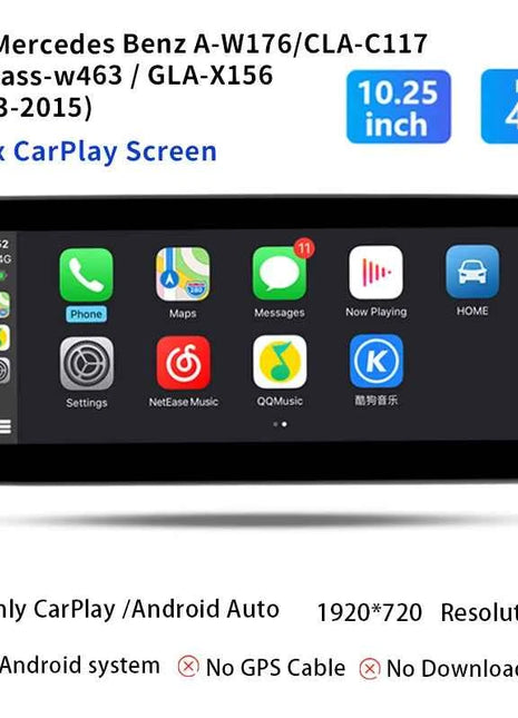10.25"Qualcomm 665 Wireless Carplay Android 14 For Mercedes Benz CLA C117 X117 X156 W176 2013-2019 Radio Multimedia ScreenStereo