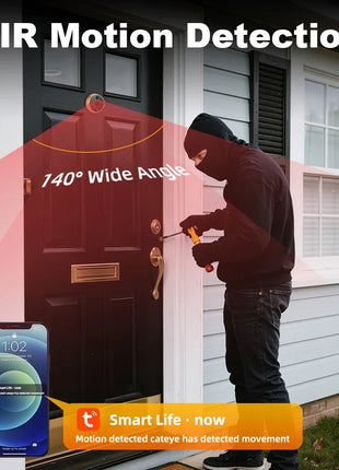 Extractme Telecamera per campanello intelligente Wifi da 4,3 pollici Tuya 1080P Telecamera spioncino per porta Full HD con campanello di rilevamento PIR Видеогла Poi