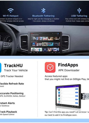 10 inch Android Car Stereo Single 1 Din Retractable Screen Apple CarPlay Android Auto 1Din Car Bluetooth Radio Head Unit