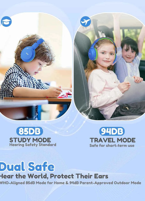 Acer Kids Bluetooth 6.0 Headphones with Built-in Mic 85/94dB Volume Limited Lightweight Over-Ear Wireless Headphones for Kids