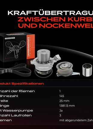 Kit Cinghia di Distribuzione Frankberg 1x con Pompa Acqua per Audi A3 8V1 A4 8K2 8W2 A5 8T3 A6 Q3 7883-13321 KP15678XS
