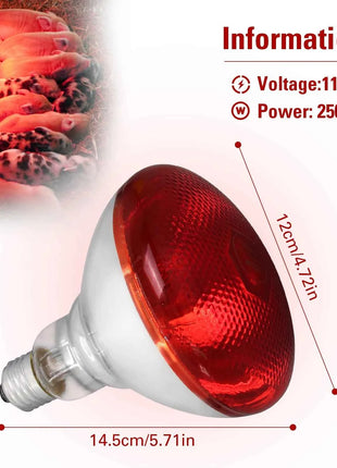 Day Night Infrared Heat Lamp 100W/150W/200W/250W/275W Red Heat Lamp Bulb for Brooder Coop Chicks Snake Amphibian Pet Reptile
