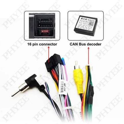Adattatore per cablaggio radio CAN Bus con telaio da pannello per Nissan Qashqai J11 2016-2019, per multimediale Android 2 Din 10" 16 pin