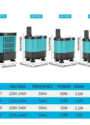 20/35/50/60W Bottom Suction Submersible Pump Fish Tank Water Circulation Pump Small Silent Filter Suction Manure Change Pump
