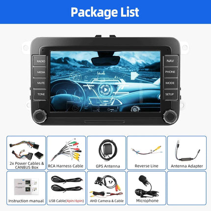 ESSGOO 7" Android 14 4+64G Wireless CarPlay Car Stereo Radio for VW Golf 5 6 Passat Polo Touran Tiguan Caddy GPS Navi RDS FM BT