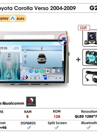 Srnubi Android Car Radio for Toyota Corolla Verso 2004-2009 Carplay Android auto 2Din Multimedia Player Autoradio Navigatore GPS
