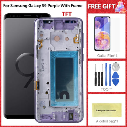Display testato al 100% per Samsung Galaxy S9 LCD con gruppo touch screen digitalizzatore SM-G960FD S9 G960 LCD con sostituzione del telaio