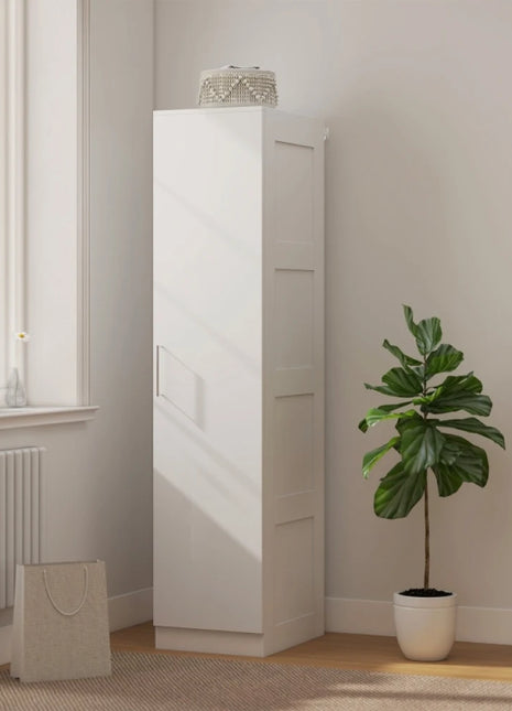 Armadio multiuso con asta appendiabiti, ripiano, anta con chiusura ammortizzata 40 x 52 x 180 cm bianco