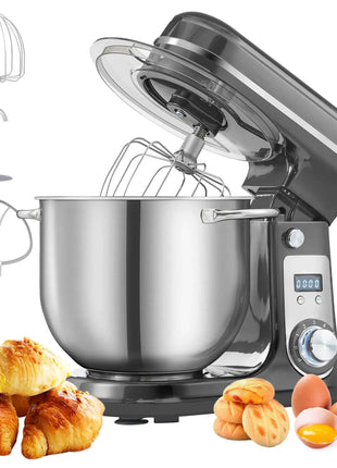 BioloMix 6-speed Kitchen Food Stand Mixer 1200W DC Quiet Motor  6L Stainless Steel Bowl with Cream Egg Whisk Whip Dough Kneader