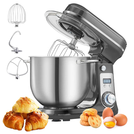 BioloMix 6-speed Kitchen Food Stand Mixer 1200W DC Quiet Motor  6L Stainless Steel Bowl with Cream Egg Whisk Whip Dough Kneader