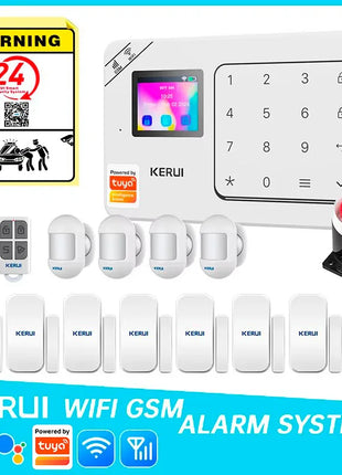 Sistema di Allarme GSM KERUI, Pannello di Allarme Domestico WiFi con Batteria Integrata, Kit di Allarme di Sicurezza Wireless 433MHz per Casa, Compatibile con Tuya Smart W181