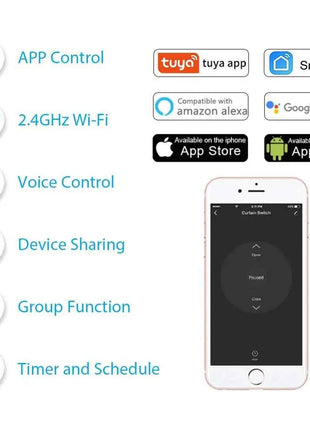 Tuya Smart Life WiFi Curtains Switch Connected Roller Shutters Control Blinds Motor Google Home Alexa Electric Window LoraTap
