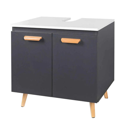 Bathroom Cabinet on Feet Practical Storage Under Sink 60x40x60,5cm Vanity Unit Floor-Standing Toilet Furniture