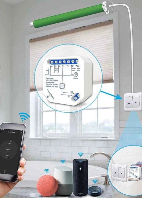 Tuya Smart Life WiFi Curtains Switch Connected Roller Shutters Control Blinds Motor Google Home Alexa Electric Window LoraTap