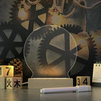 Solid wood base + round light piece + pen