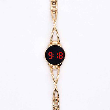 LED Fashion Watch Ladies Touch Screen Ladies Time Steel Band Electronic Student Ladies Bracelet Watch Simple Style Watch