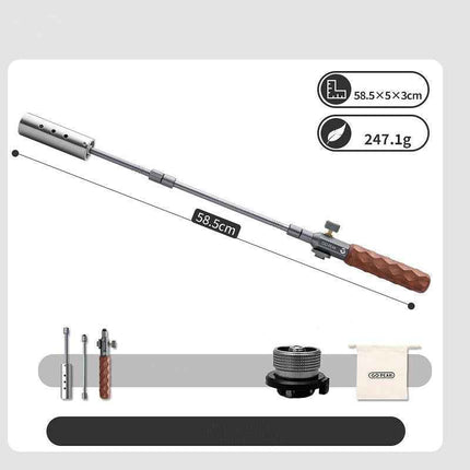 Camping long flame igniter Outdoor portable wooden handle burner Picnic barbecue gas gun Detachable stove kit