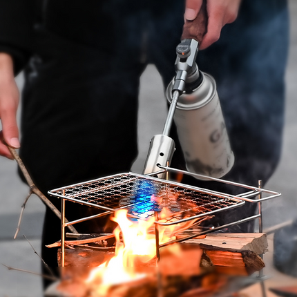 Camping long flame igniter Outdoor portable wooden handle burner Picnic barbecue gas gun Detachable stove kit