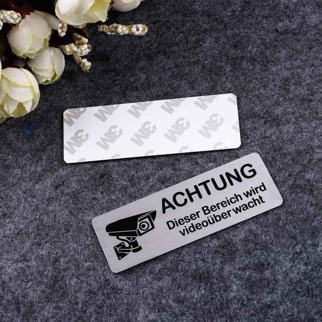 1pc Caution Video Surveillance Wall Sticker Decal Metal Home Door Yard Garden Decors For Door Panel Space Sticker With Adhesive