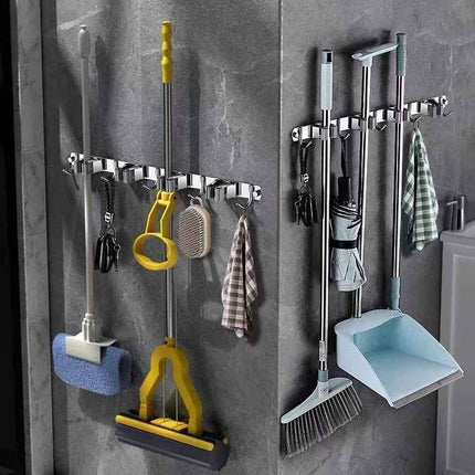 Supporto Parete per Scope e Attrezzi in Acciaio Inox