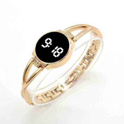 LED Fashion Watch Ladies Touch Screen Ladies Time Steel Band Electronic Student Ladies Bracelet Watch Simple Style Watch
