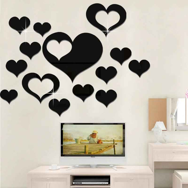 Set 14 Specchi a Cuore da Parete - Decorazione Camera e Soggiorno