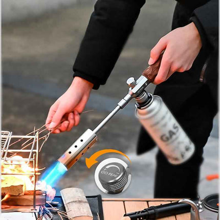 Camping long flame igniter Outdoor portable wooden handle burner Picnic barbecue gas gun Detachable stove kit